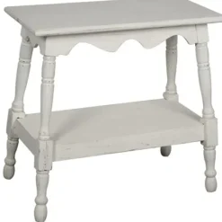 Accent & End Tables-Kirkland's Home Hollie Cream Slant Leg Scallop Edge Side Table Ivory