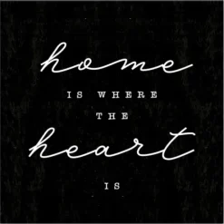 Wall Quotes & Signs-Kirkland's Home Home Is Where The Heart Is Canvas Wall Plaque Black/White