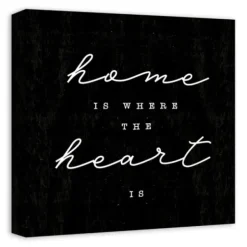 Wall Quotes & Signs-Kirkland's Home Home Is Where The Heart Is Canvas Wall Plaque Black/White