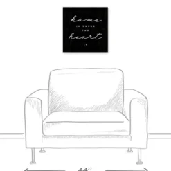 Wall Quotes & Signs-Kirkland's Home Home Is Where The Heart Is Canvas Wall Plaque Black/White