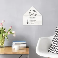 Wall Quotes & Signs-Kirkland's Home Home Where Family Gathers House Shaped Canvas White