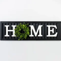 Wall Quotes & Signs-Kirkland's Home Home With Wreath Shutter Wall Plaque Black