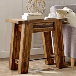 Accent & End Tables-Kirkland's Home Honey Acacia Rustic Accent Table Tan