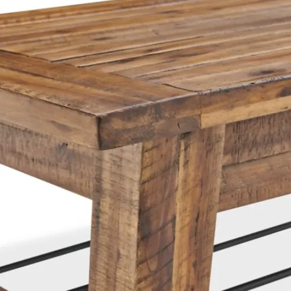 Coffee Tables-Kirkland's Home Honey Acacia Wood Coffee Table With Metal Bars Tan