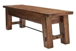 Dining Chairs-Kirkland's Home Honey Acacia Wood Rustic Metal Rod Dining Bench Brown/Black