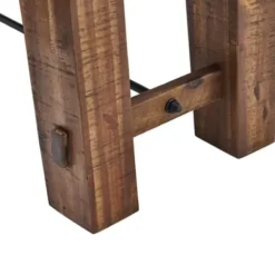 Dining Chairs-Kirkland's Home Honey Acacia Wood Rustic Metal Rod Dining Bench Brown/Black
