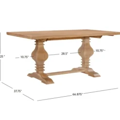 Dining Tables-Kirkland's Home Honey Brown Wood Double Pedestal Dining Table Tan