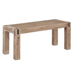 Benches & Ottomans-Kirkland's Home Honey Brushed Acacia Wood Rustic Bench Brown