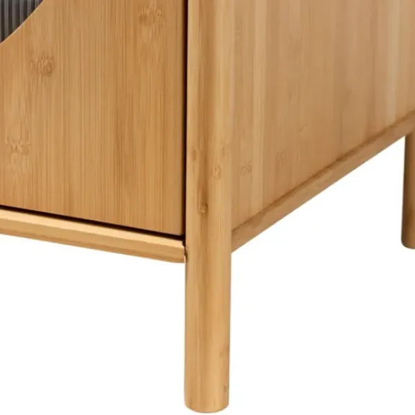 Cabinets & Sideboards-Kirkland's Home Honey Crescent Window 2-Door Cabinet Brown