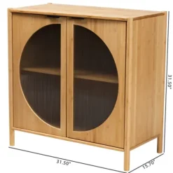 Cabinets & Sideboards-Kirkland's Home Honey Crescent Window 2-Door Cabinet Brown