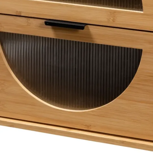Nightstands-Kirkland's Home Honey Crescent Window 2-Drawer Nightstand Brown