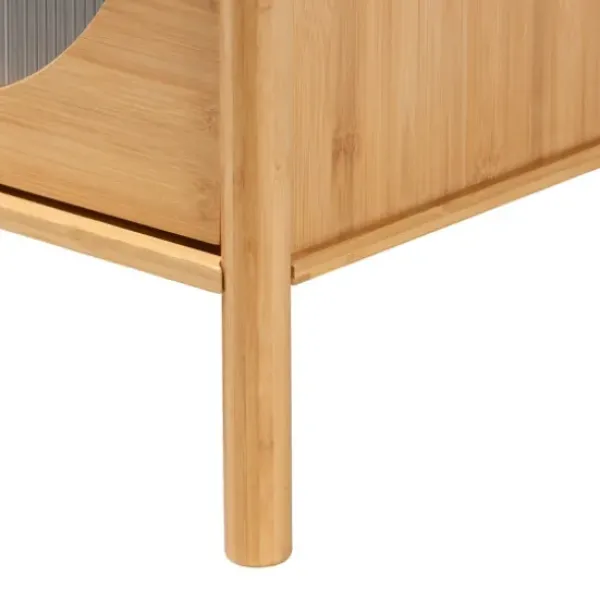 Nightstands-Kirkland's Home Honey Crescent Window 2-Drawer Nightstand Brown