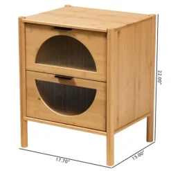 Nightstands-Kirkland's Home Honey Crescent Window 2-Drawer Nightstand Brown