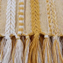 Blankets & Throws-Kirkland's Home Honey Gold Braided Fringe Throw Yellow