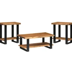 Coffee Tables-Kirkland's Home Honey Live Edge 3-Pc. Coffee And Accent Table Set Tan