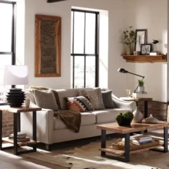 Coffee Tables-Kirkland's Home Honey Live Edge 3-Pc. Coffee And Accent Table Set Tan