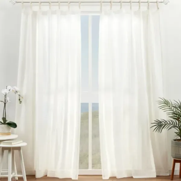 Curtains & Drapes-Kirkland's Home Honey Trellis Woven Single Curtain Panel, 84 In. White/Tan