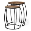 Accent & End Tables-Kirkland's Home Honey Wood And Black Metal Accent Tables, Set Of 2