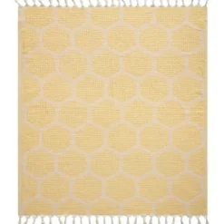 Blankets & Throws-Kirkland's Home Honeycomb Cotton Throw Yellow