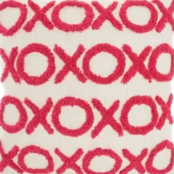 Pillows-Kirkland's Home Hot Pink Tufted Xoxo Pillow Pink/White