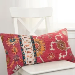 Pillows-Kirkland's Home Hot Pink Vintage Rug Lumbar Pillow Pink/Orange