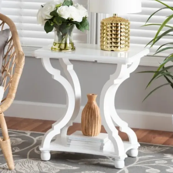 Accent & End Tables-Kirkland's Home Hourglass Wood Accent Table White