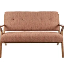 Sofas & Loveseats-Kirkland's Home Hues Rockwood Pecan Finish Loveseat Orange