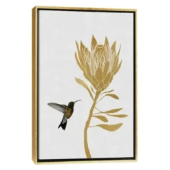 Framed Art-Kirkland's Home Hummingbird Soaring Canvas Framed Art White/Black/Gold