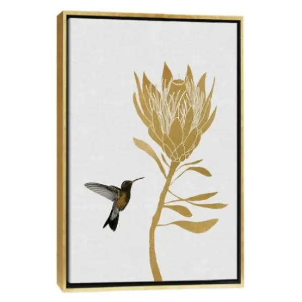 Framed Art-Kirkland's Home Hummingbird Soaring Canvas Framed Art White/Black/Gold