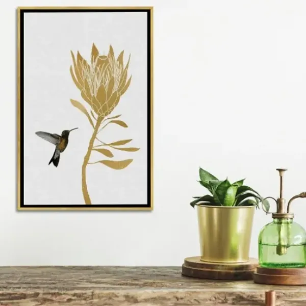 Framed Art-Kirkland's Home Hummingbird Soaring Canvas Framed Art White/Black/Gold