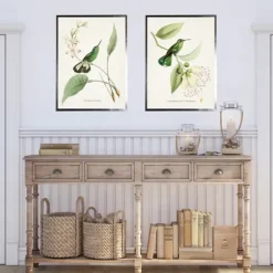 Framed Art-Kirkland's Home Hummingbirds On Flowers 2-Pc. Framed Art Print Set Ivory/Green