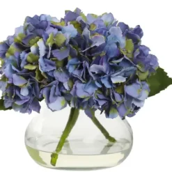 Arrangements & Greenery-Kirkland's Home Hydrangea Arrangement In Clear Vase Blue