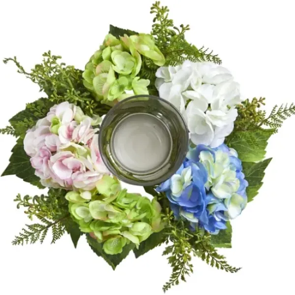 Arrangements & Greenery-Kirkland's Home Hydrangea Candle Centerpiece Pink/Blue