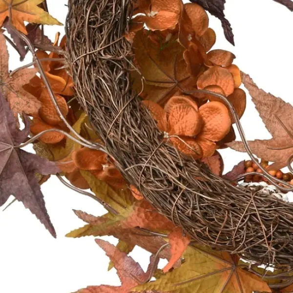 Wreaths-Kirkland's Home Hydrangea Maple Berry Frosted Harvest Wreath Brown/Orange/Green