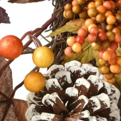 Wreaths-Kirkland's Home Hydrangea Maple Berry Frosted Harvest Wreath Brown/Orange/Green