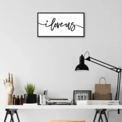 Wall Quotes & Signs-Kirkland's Home I Love Us Framed Canvas Art Print, 25X13 In. Black/White