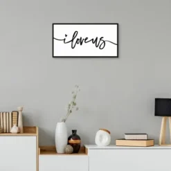 Wall Quotes & Signs-Kirkland's Home I Love Us Framed Canvas Art Print, 25X13 In. Black/White