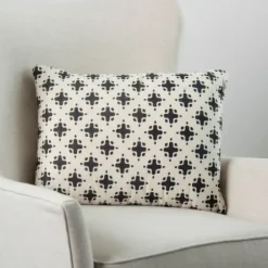 Pillows-Kirkland's Home Ida Printed Lumbar Pillow Ivory/Black
