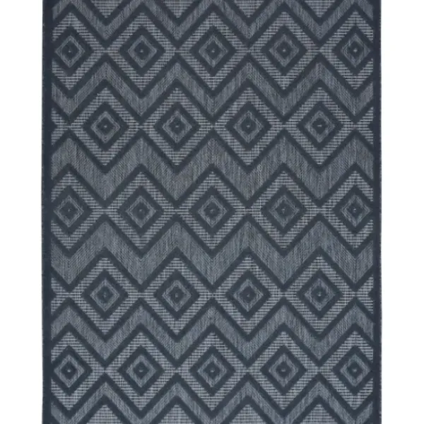 Outdoor Rugs-Kirkland's Home Ikat Coral Sea Blue Outdoor Area Rug, 5X7 White/Yellow/Blue