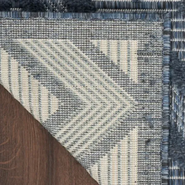 Outdoor Rugs-Kirkland's Home Ikat Coral Sea Blue Outdoor Area Rug, 5X7 White/Yellow/Blue
