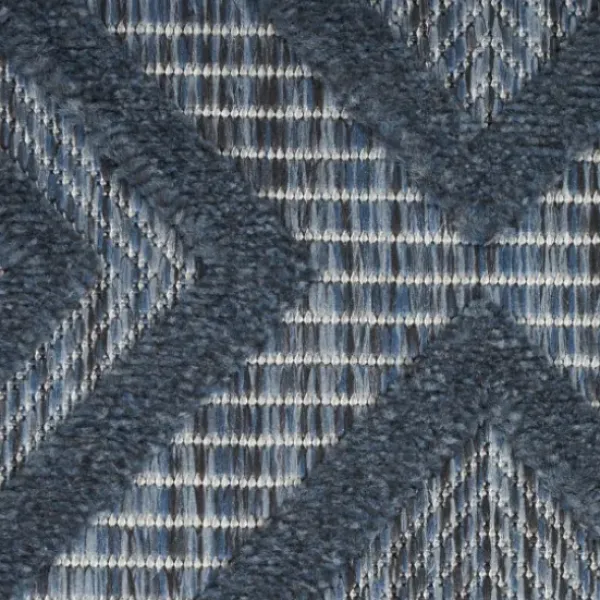 Outdoor Rugs-Kirkland's Home Ikat Coral Sea Blue Outdoor Area Rug, 5X7 White/Yellow/Blue