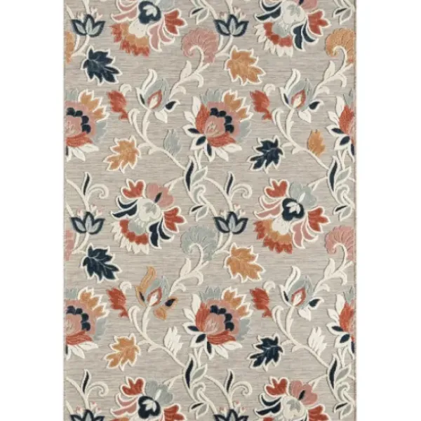 Outdoor Rugs-Kirkland's Home Ikat Coral White Sand Outdoor Area Rug, 5X7 White/Tan/Blue