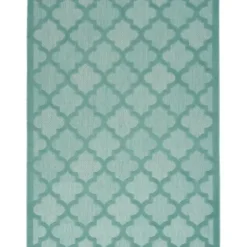 Outdoor Rugs-Kirkland's Home Ikat Diamond Light Outdoor Area Rug, 5X7 White/Gray/Blue