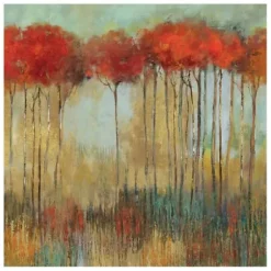 Canvas Art-Kirkland's Home In The Middle Of A Forest Giclee Canvas Art Print Red/White/Green/Gray