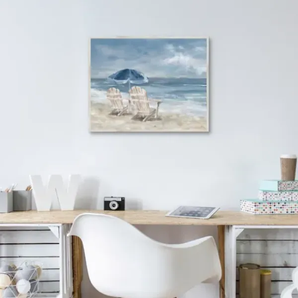 Framed Art-Kirkland's Home In Waiting Framed Canvas Art Print Blue/Ivory/White