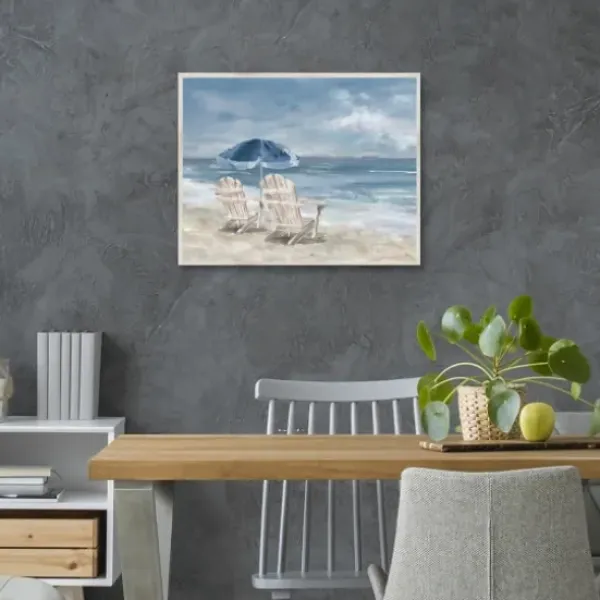 Framed Art-Kirkland's Home In Waiting Framed Canvas Art Print Blue/Ivory/White