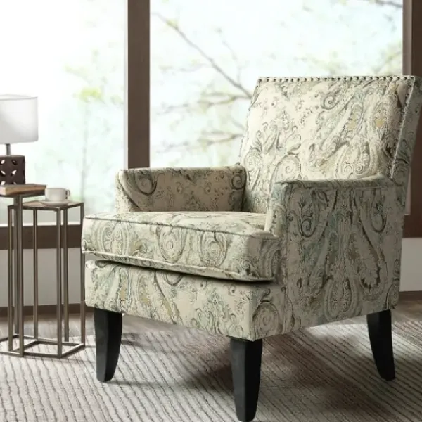 Accent Chairs-Kirkland's Home Indigo And Yellow Floral Upholstered Accent Chair Blue/Yellow/Multi