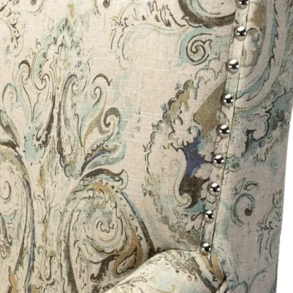 Accent Chairs-Kirkland's Home Indigo And Yellow Floral Upholstered Accent Chair Blue/Yellow/Multi