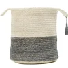 Baskets & Boxes-Kirkland's Home Indigo Bold Striped Jute Basket, 19 In. Blue/Ivory