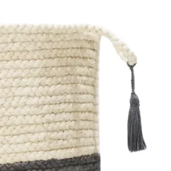 Baskets & Boxes-Kirkland's Home Indigo Bold Striped Jute Basket, 19 In. Blue/Ivory